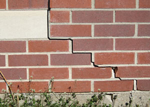 a foundation wall crack on a McDonough home.