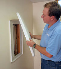 wall anchor covers installed in a foundation repair for a Carrollton home.